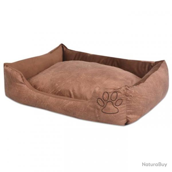 PANIER POUR CHIEN EN CUIR ARTIFICIEL AVEC COUSSIN AMOVIBLE - TAILLE S - 50 X 38 X 17 CM