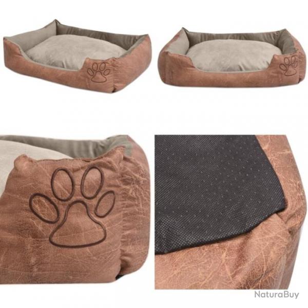 Panier Pour Chien En Cuir Artificiel Avec Coussin Rembourr - Taille L - 75x 58 x 19 cm