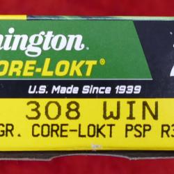 40 Balles Remington cal.308 Core-Lock 150gr PSP Core-Lockt