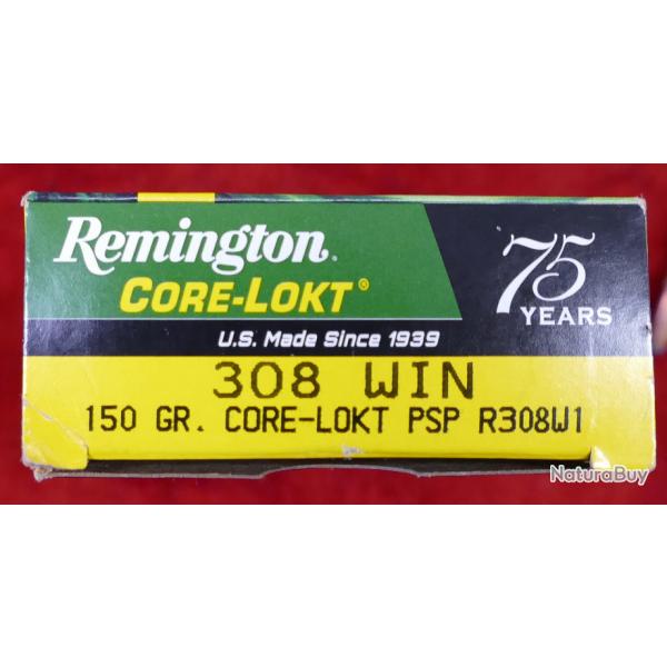 40 Balles Remington cal.308 Core-Lock 150gr PSP Core-Lockt