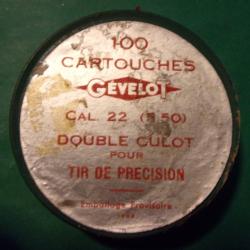 Ancienne boite vide à munitions Gevelot cal: 22 ( 5,5 ) tir de précision