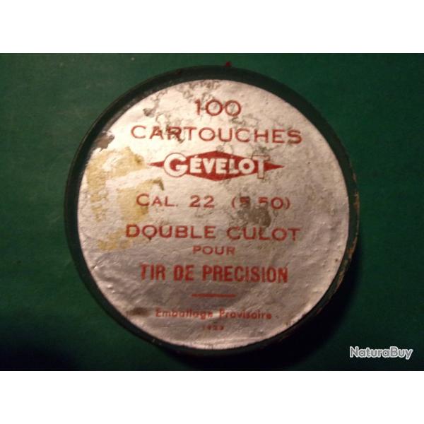 Ancienne boite vide  munitions Gevelot cal: 22 ( 5,5 ) tir de prcision