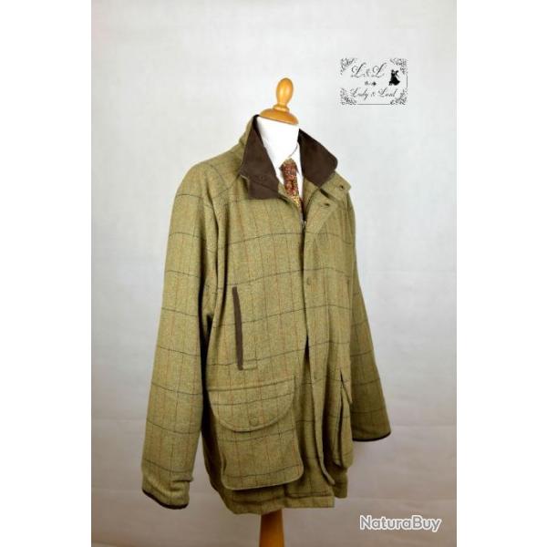 Manteau Alain Paine en tweed marron vert  - Taille XXL