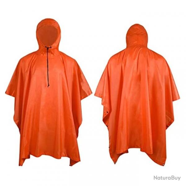 Poncho de pluie impermable orange - LIVRAISON GRATUITE