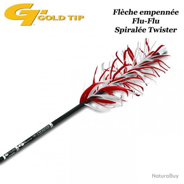 GOLD TIP Twister Flche Flu-Flu en carbone empenne en spirale avec des plumes naturelles pour le ti