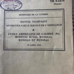 Manuel armurier en Français, Fusils US Springfield 1903 tous modèles de 1944