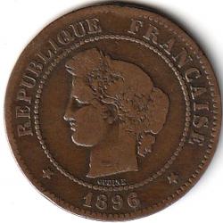 Pièce de Monnaie  France Cinq centimes Cérès 1896 A