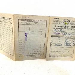 Ancien Document Allemand ww2 secteur Mulhouse Colmar avec Tampon Haushalts Pass