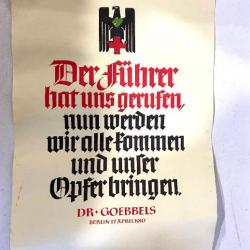 Ancienne Affiche propagande Allemande de de juin 1940 DRK croix rouge Allemande