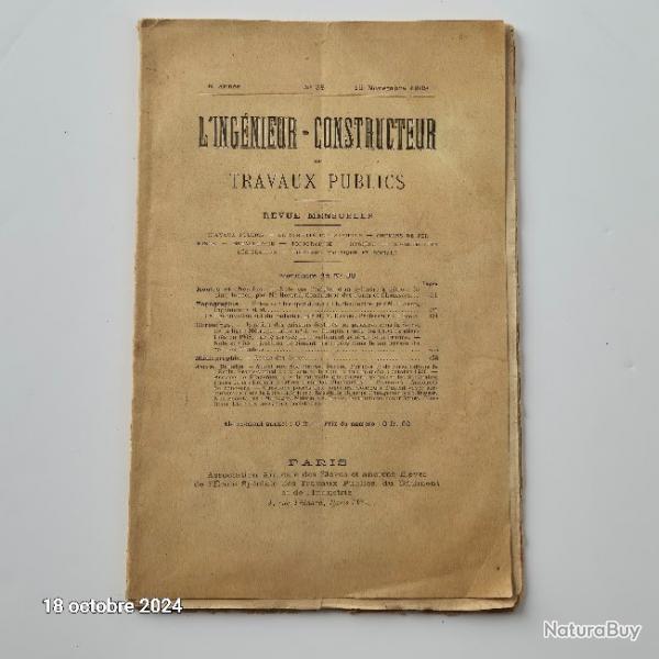 L'ingnieur constructeur de travaux publics, novembre 1909, sommaire sur la premire photo