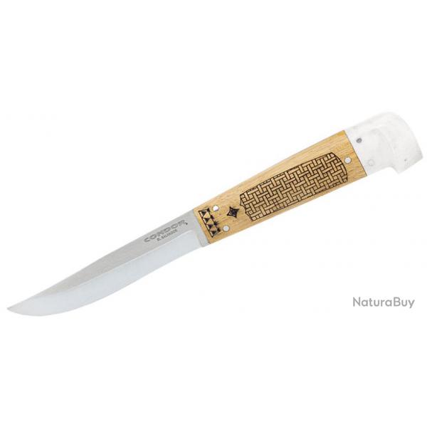 Couteau Condor Samicarta Lame Acier 14C28N Scandi Manche Bois/Micarta Etui CUir Salvador CTK286038SK