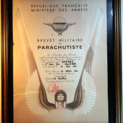 Brevet de parachutiste ORIGINAL encadré  n°224982 - 26 aout 1964 - BEA24PAR001