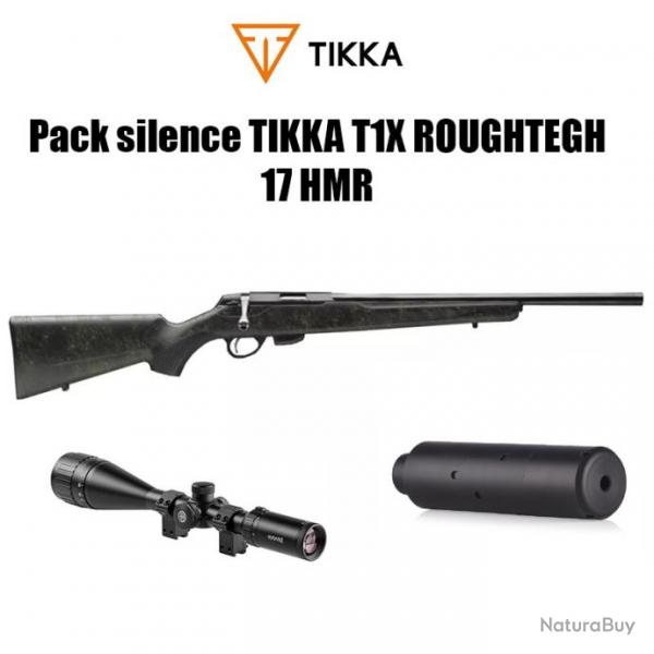 Pack Tikka T1X RoughtTech .17 HMR filete + lunette + silencieux 1/2X20 UNF