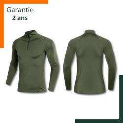 Sweat zippé - Vert armée - Respirant - Séchage rapide - Tissu doux - Garantie 2 ans