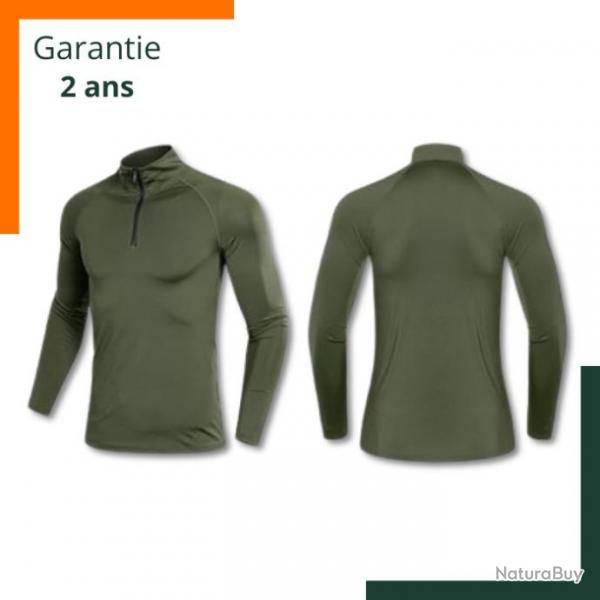 Sweat zipp - Vert arme - Respirant - Schage rapide - Tissu doux - Garantie 2 ans