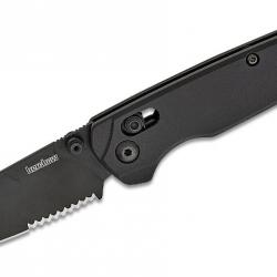 Couteau Kershaw Bel Air Black Serr Lame Acier CPM-MagnaCut Manche Alu Crossbar Lock USA KS6105BLKST