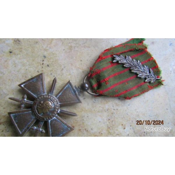 croix guerre date 1917 1 palme ruban fus  ww1 premire guerre 1914 1918 14 18