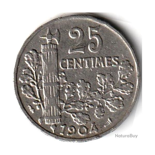 Monnaie France   25 centimes Patey (2e Type ) 1904