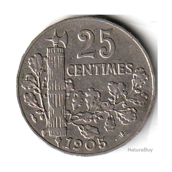 Monnaie France   25 centimes Patey (2e Type ) 1905