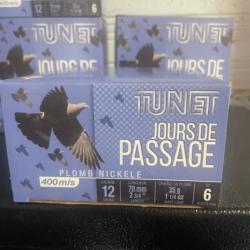 4 boites de CARTOUCHE DE CHASSE TUNET JOURS DE PASSAGE - 35G - CALIBRE 12