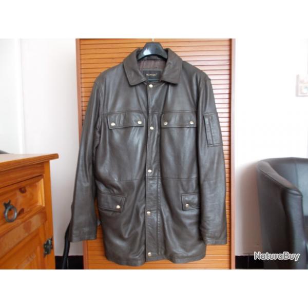 VESTE CUIR DE LUXE MAC DOUGLAS MODELE PETER T.56 /3/4 HAUT DE GAMME/ AGNEAU PLONGE/PORT OFFERT !