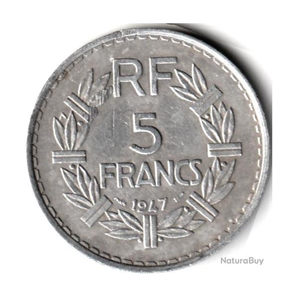 Pice de Monnaie France 2 x 5 francs Lavrillier, aluminium 1947 9 ouvert et 1947 9 ferm