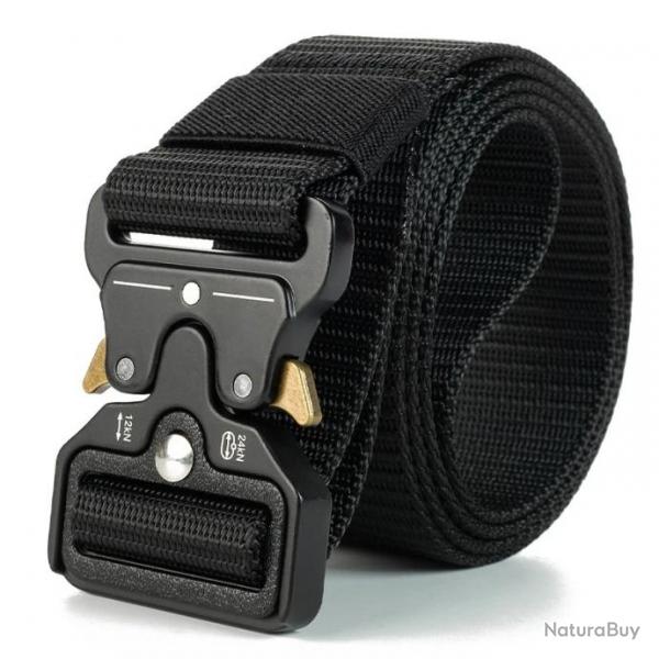 Ceinture tactique noire/or en nylon - LIRAISON GRATUITE