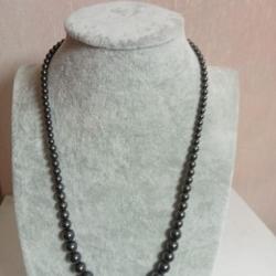 collier ancien perle noir longueur 23 cm fermé