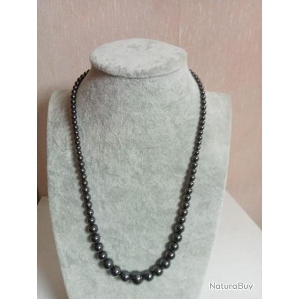 collier ancien perle noir longueur 23 cm ferm