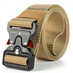 Ceinture tactique beige/rouge en nylon - LIRAISON GRATUITE