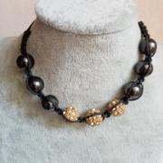 Collier Ancien Avec Pendentif - Longueur 21 Cm Fermé, Cristal Et Plastique - Occasion, Couleur Argenté