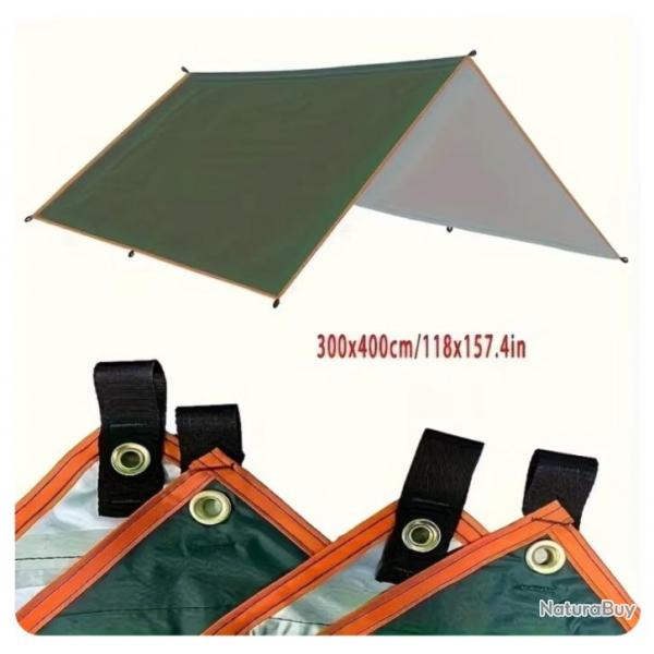 Bche Abris Impermable Ultralgre pour Camping et Activits en Plein Air 3X4M Vert