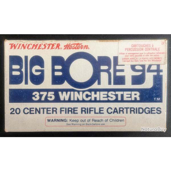 20 cartouches calibre 375 WINCHESTER "WESTERN" - "BIG BORE 94" - Ogive 200 grains "POWER POINT"