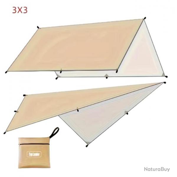 Bche Abris Impermable Ultralgre pour Camping et Activits en Plein Air 3X3M Kaki