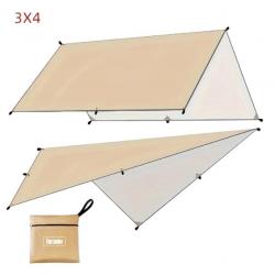 Bâche Abris Imperméable Ultralégère pour Camping et Activités en Plein Air 3X4M Kaki