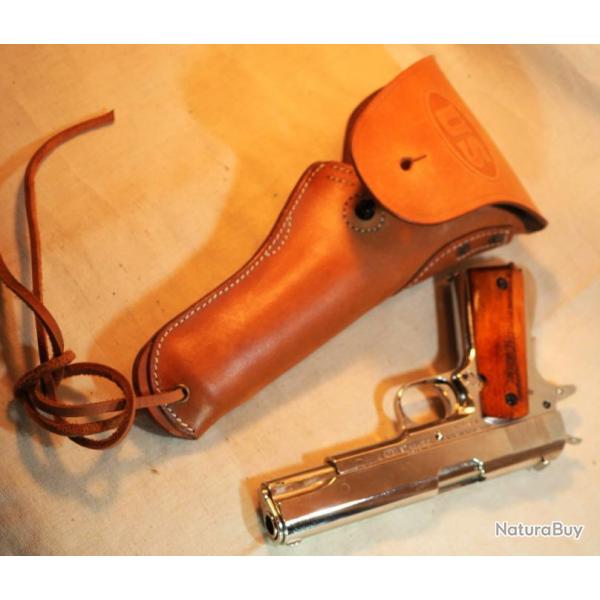 Belle reproduction de qualit -  Holster colt 45 rglementaire US ARMY WWII cuir - ref EBR24CLT016