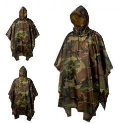 Poncho de Pluie Plein Air Respirant - Vêtements de Pluie Imperméables Activités Extérieur Camouflage