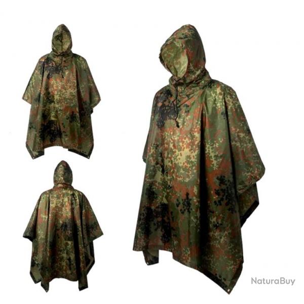 Poncho de Pluie Plein Air Respirant Vtements de Pluie Impermables Activits Extrieur Camouflage B