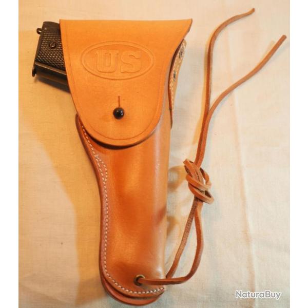 Belle reproduction de qualit -  Holster rglementaire US ARMY WWII en cuir colt 45  ref EBR24CLT001