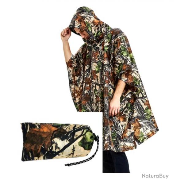 Poncho de Pluie Plein Air Respirant Vtements de Pluie Impermables Activits Extrieur Arbre Camo