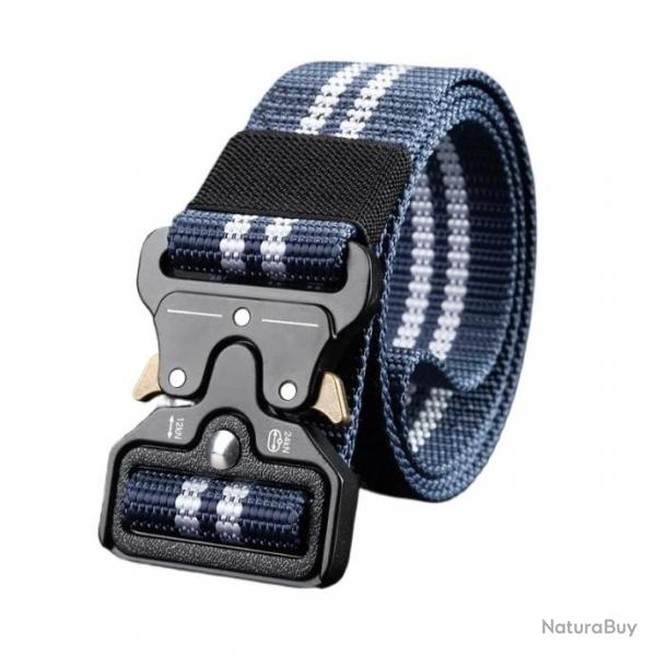 Ceinture tactique ajustable bleue liser blanc - LIRAISON GRATUITE