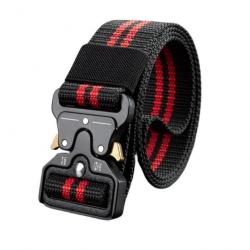 Ceinture tactique ajustable noire liseré rouge - LIRAISON GRATUITE