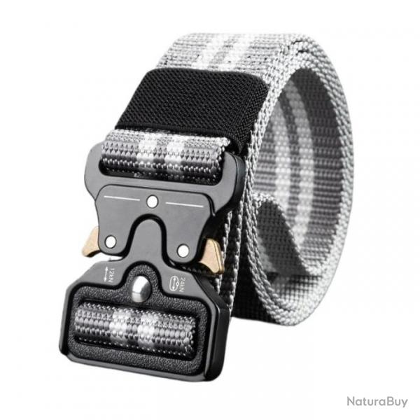 Ceinture tactique ajustable grise liser blanc - LIRAISON GRATUITE