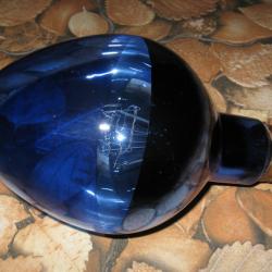 Lampe ancienne military grand format, verre bleu cobalt, forme goutte, luminaire, lanternes 1974