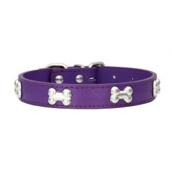 Collier pour chien en cuir violet avec décoration