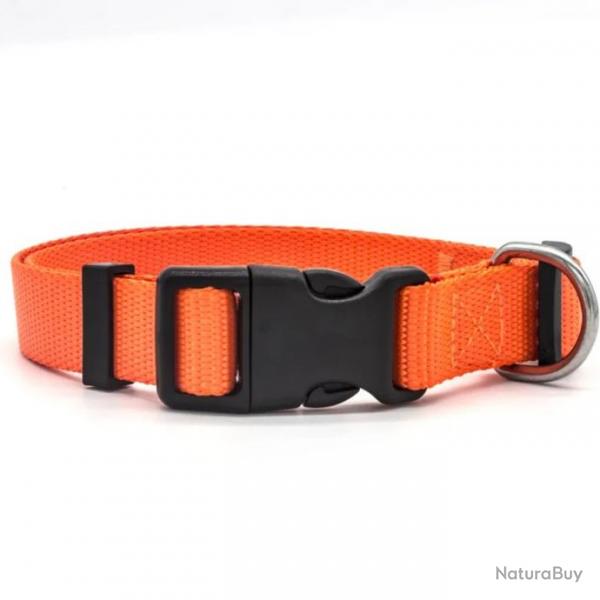 Collier pour chien rglable en nylon - orange