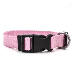 Collier pour chien réglable en nylon - rose