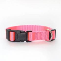 Collier pour chien réglable en nylon - rose foncé