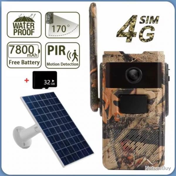 CAMRA DE SURVEILLANCE INFRAROUGE 4G SOLAIRE + CARTE SD OFFERTE - LIVRAISON GRATUITE