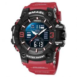 Montre Numérique de Sport pour Homme Étanche 5 Bars Grand Cadran Alarme Chronomètre Rouge